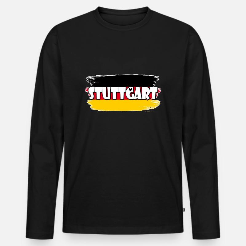 Stuttgart Deutschland Flagge - Männer Premium Bio Langarmshirt - Schwarz