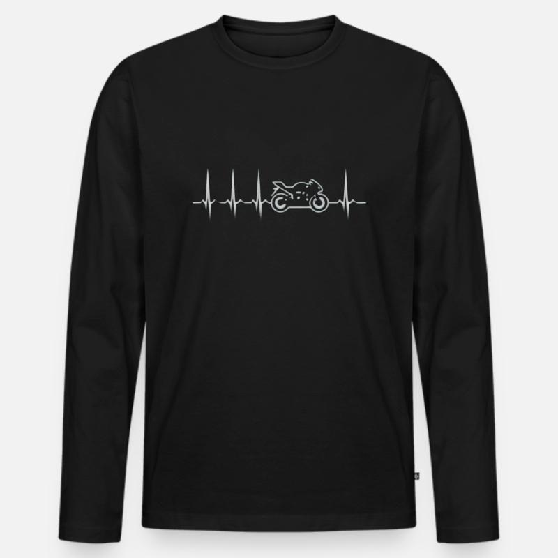 Motorrad Lebenslinie - Männer Premium Bio Langarmshirt - Schwarz
