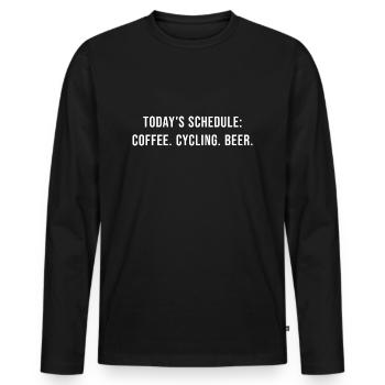 Today's program - coffee, cycling and beer - Men's Premium Organic Long Sleeve Shirt - black - Front - Nico (187cm)