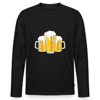 Tasse de bière de bière Tasse de bière Tasse de bière en verre cadeau - T-shirt manches longues Premium bio Homme - noir - Devant - Nico (187cm)