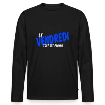 Vendredi tout est permis - T-shirt manches longues Premium bio Homme - noir - Devant - Nico (187cm)