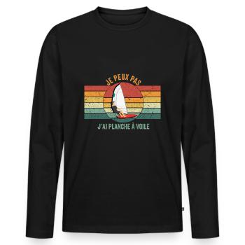 Je peux pas, j'ai planche à voile - T-shirt manches longues Premium bio Homme - noir - Devant - Nico (187cm)