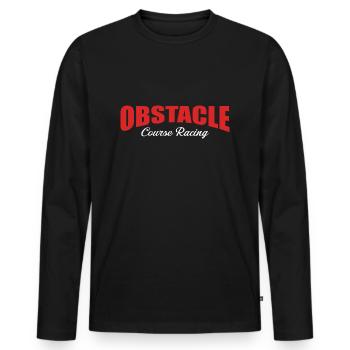 Équipement de course d’obstacles - T-shirt manches longues Premium bio Homme - noir - Devant - Nico (187cm)