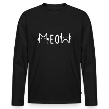 Miaou Miaou chat disant cadeau - T-shirt manches longues Premium bio Homme - noir - Devant - Nico (187cm)