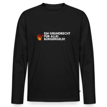Bürgergeld - Grundrecht - Männer Premium Bio Langarmshirt - Schwarz - Vorne - Nico (187cm)