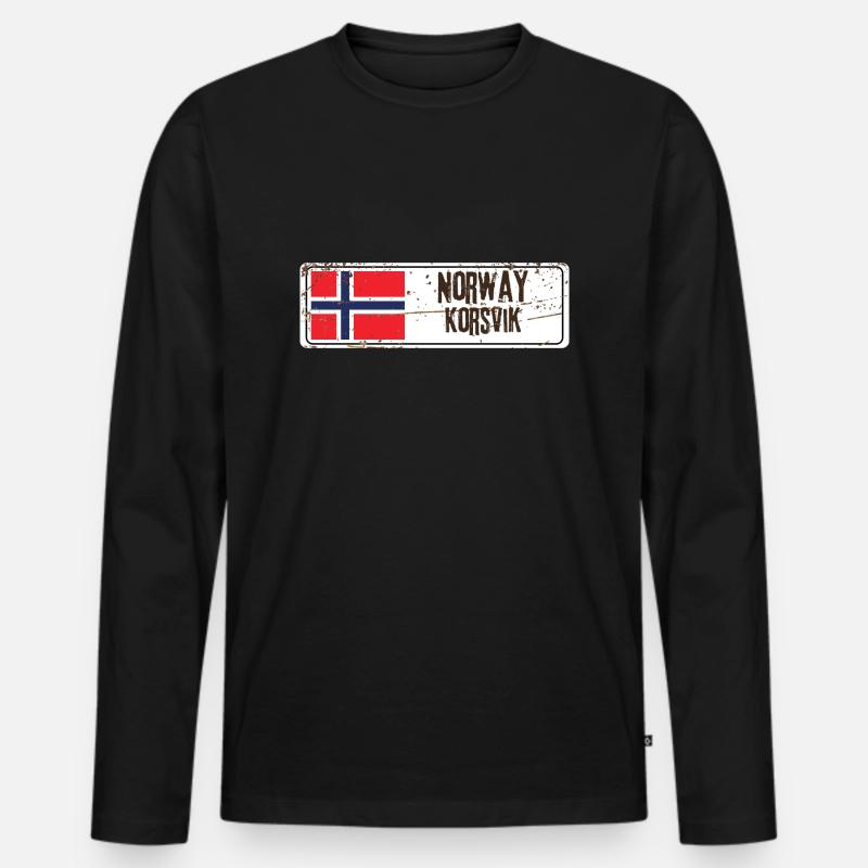 Korsvik Norwegen Flagge - Männer Premium Bio Langarmshirt - Schwarz