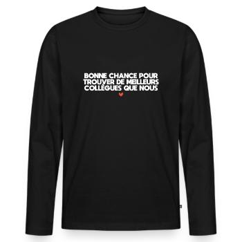 Man Humor Co-worker Departure Gift - Men's Premium Organic Long Sleeve Shirt - black - Front - Nico (187cm)