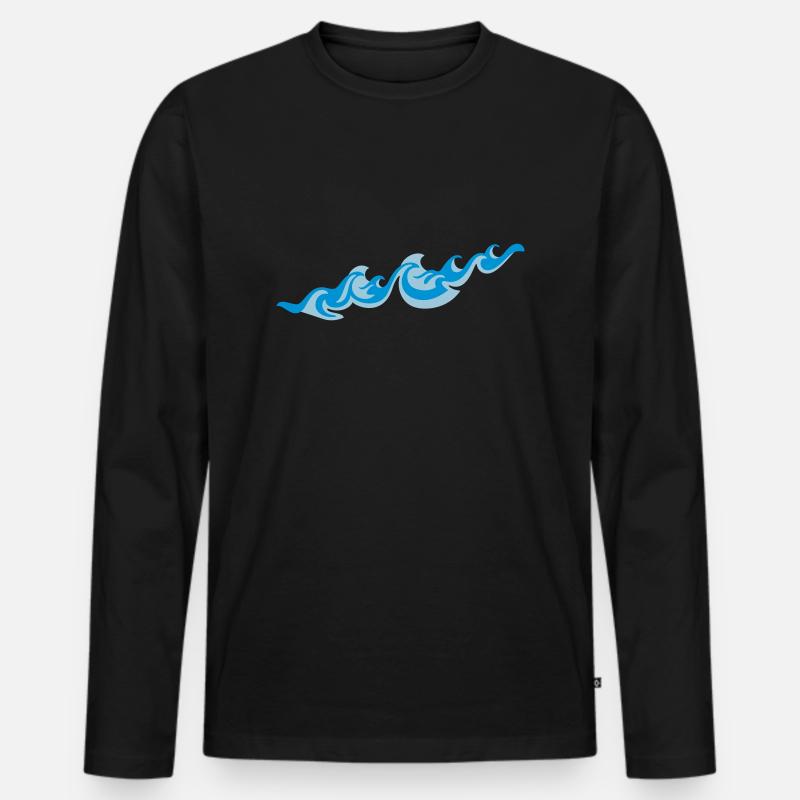 Waves 2C - Männer Premium Bio Langarmshirt - Schwarz