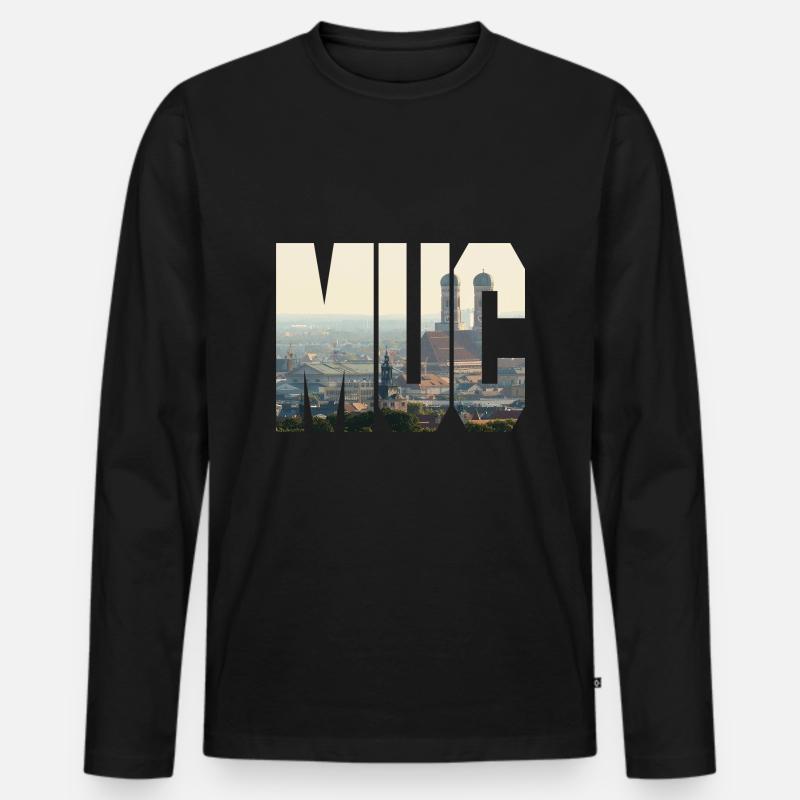 MUC Panorama - Männer Premium Bio Langarmshirt - Schwarz