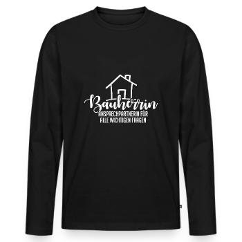 Maître d’ouvrage Interlocutrice pour toutes les questions - T-shirt manches longues Premium bio Homme - noir - Devant - Nico (187cm)