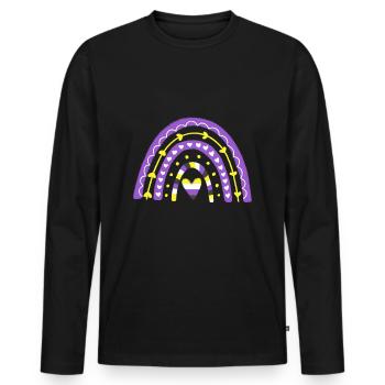 Nonbinary Pride Boho Rainbow - Men's Premium Organic Long Sleeve Shirt - black - Front - Nico (187cm)