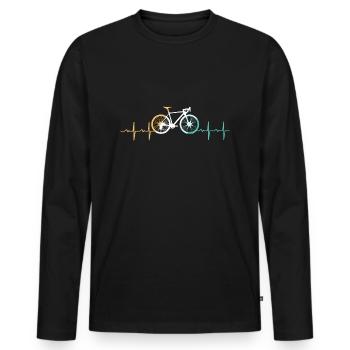 Fahrrad Herzschlag Retro Radfahrer - Männer Premium Bio Langarmshirt - Schwarz - Vorne - Nico (187cm)