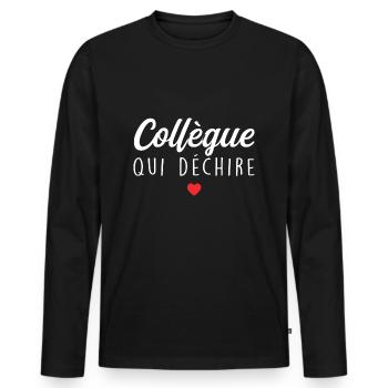 Collègue Qui Déchire - T-shirt manches longues Premium bio Homme - noir - Devant - Nico (187cm)