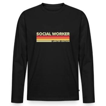 Social Worker Funny Social Work Month - Männer Premium Bio Langarmshirt - Schwarz - Vorne - Nico (187cm)