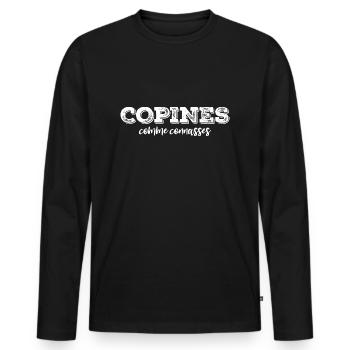copines comme connasses - T-shirt manches longues Premium bio Homme - noir - Devant - Nico (187cm)