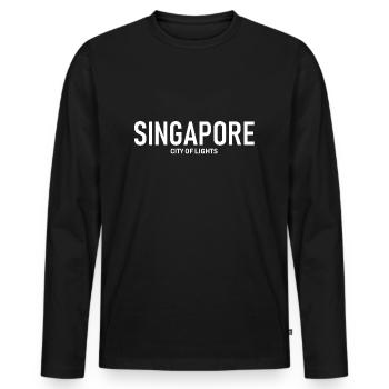 Singapore - City of Lights - Asia - Asien - Men's Premium Organic Long Sleeve Shirt - black - Front - Nico (187cm)