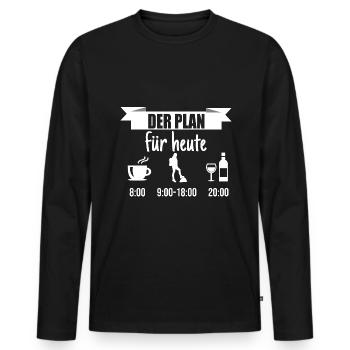 Mein Plan Wandern Bergsteigen | Hiking Wein Spruch - Männer Premium Bio Langarmshirt - Schwarz - Vorne - Nico (187cm)