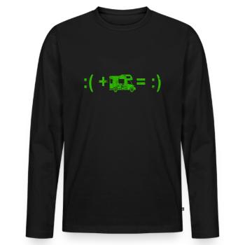 Camping Caravane Plein air Nature Humour - T-shirt manches longues Premium bio Homme - noir - Devant - Nico (187cm)