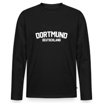 Dortmund - Männer Premium Bio Langarmshirt - Schwarz - Vorne - Nico (187cm)