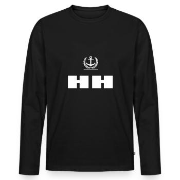Hamburg - Men's Premium Organic Long Sleeve Shirt - black - Front - Nico (187cm)