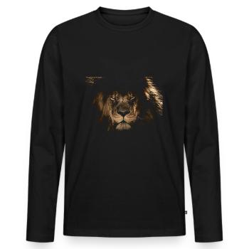 Löwe tief schwarze Teile, for darkblack Textiles - Männer Premium Bio Langarmshirt - Schwarz - Vorne - Nico (187cm)