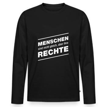 Menschen sind nicht gleich aber ihre Rechte - Männer Premium Bio Langarmshirt - Schwarz - Vorne - Nico (187cm)
