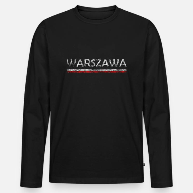 Warschau - Männer Premium Bio Langarmshirt - Schwarz