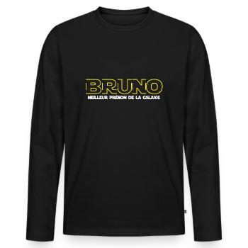 Bruno cadeau drôle prénom parodie film - T-shirt manches longues Premium bio Homme - noir - Devant - Nico (187cm)