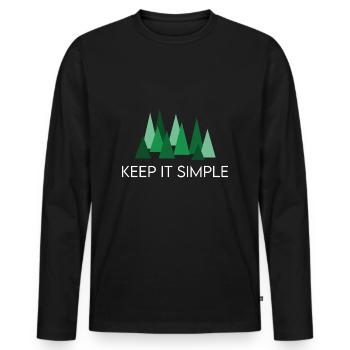 Keep it Simple Wald Camping Spruch - Männer Premium Bio Langarmshirt - Schwarz - Vorne - Nico (187cm)