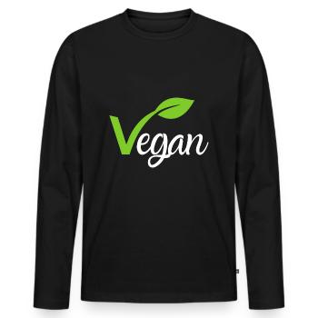 Vegan Veganer Vegetarisch No eat Animals Motiv - Männer Premium Bio Langarmshirt - Schwarz - Vorne - Nico (187cm)