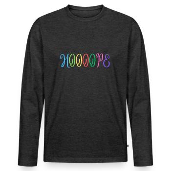 "HOOOOPE: un message positif pour vos murs" - T-shirt manches longues Premium bio Homme - anthracite chiné - Devant - Nico (187cm)