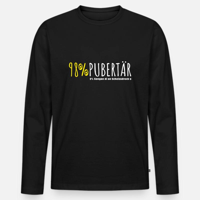 98% PUBERTÄR - Männer Premium Bio Langarmshirt - Schwarz