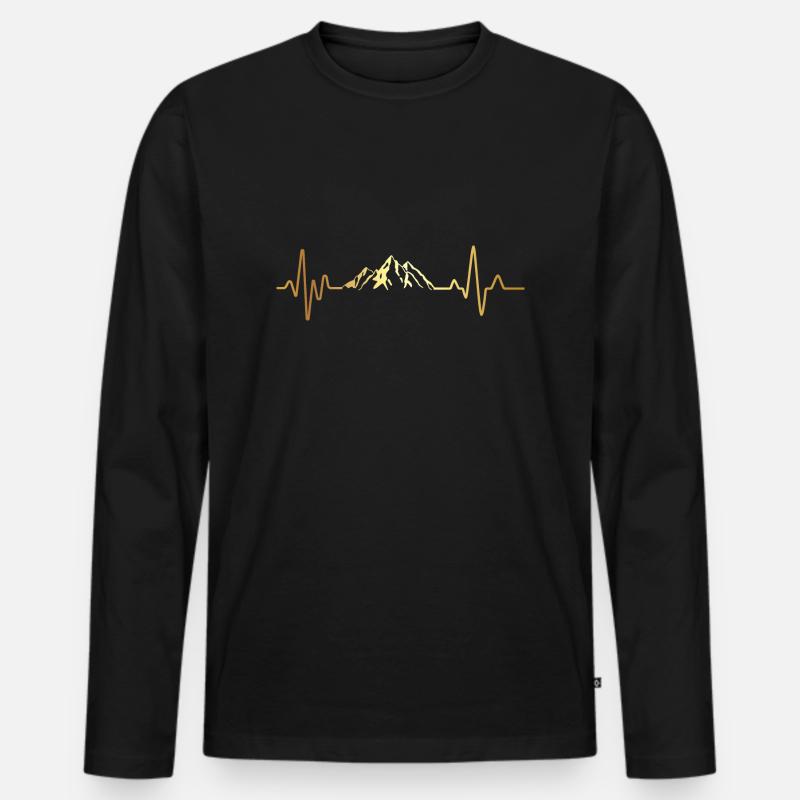 Herzschlag der Berge - Männer Premium Bio Langarmshirt - Schwarz