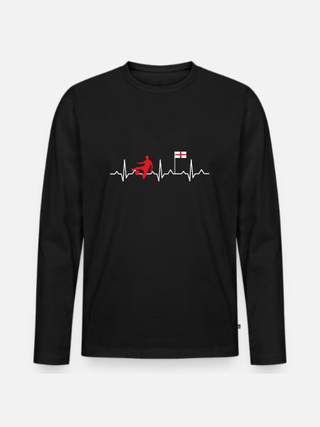 Football Heartbeat England ECG - Men's Premium Organic Long Sleeve Shirt - black