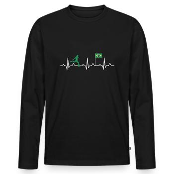 Football Heartbeat Brésil Ekg - T-shirt manches longues Premium bio Homme - noir - Devant - Nico (187cm)