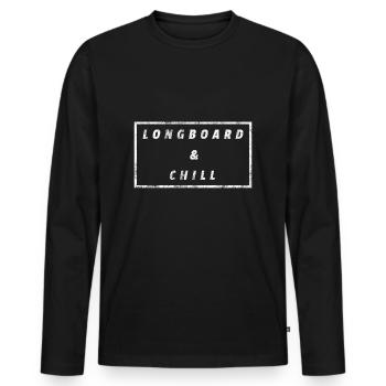 Skateboarder skater longboard gift skating long - Men's Premium Organic Long Sleeve Shirt - black - Front - Nico (187cm)