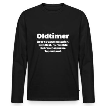 Oldtimer über 60 jahre topzustand rentner opa alt - Männer Premium Bio Langarmshirt - Schwarz - Vorne - Nico (187cm)