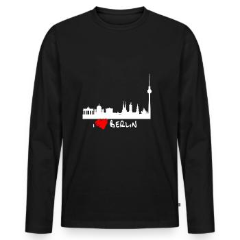 I love Berlin - Männer Premium Bio Langarmshirt - Schwarz - Vorne - Nico (187cm)