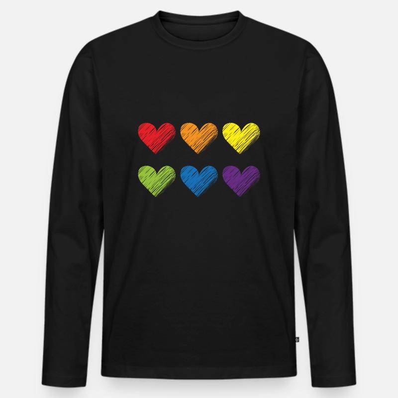 Stolz-Herzen - Männer Premium Bio Langarmshirt - Schwarz