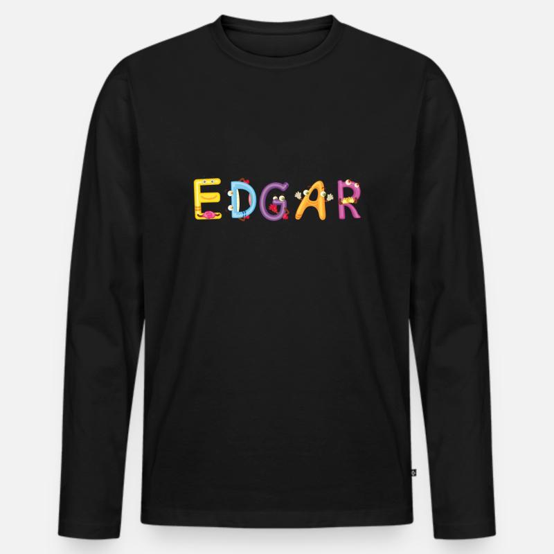 Edgar - Männer Premium Bio Langarmshirt - Schwarz