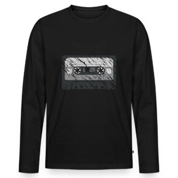 Oldschool retro vintage cassette 80s motif - Men's Premium Organic Long Sleeve Shirt - black - Front - Nico (187cm)