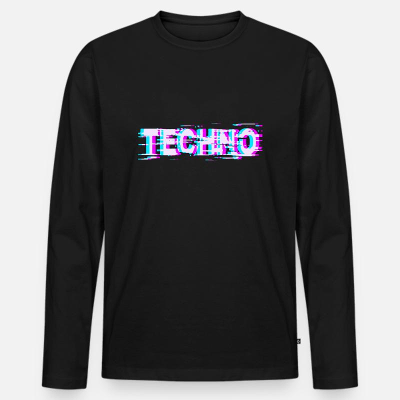 Techno Rave - Männer Premium Bio Langarmshirt - Schwarz
