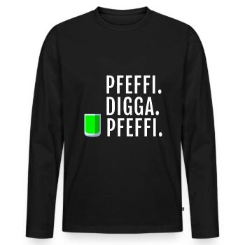 Pfefferminz Likör Pfeffi Vatertag Sauf - Männer Premium Bio Langarmshirt - Schwarz - Vorne - Nico (187cm)
