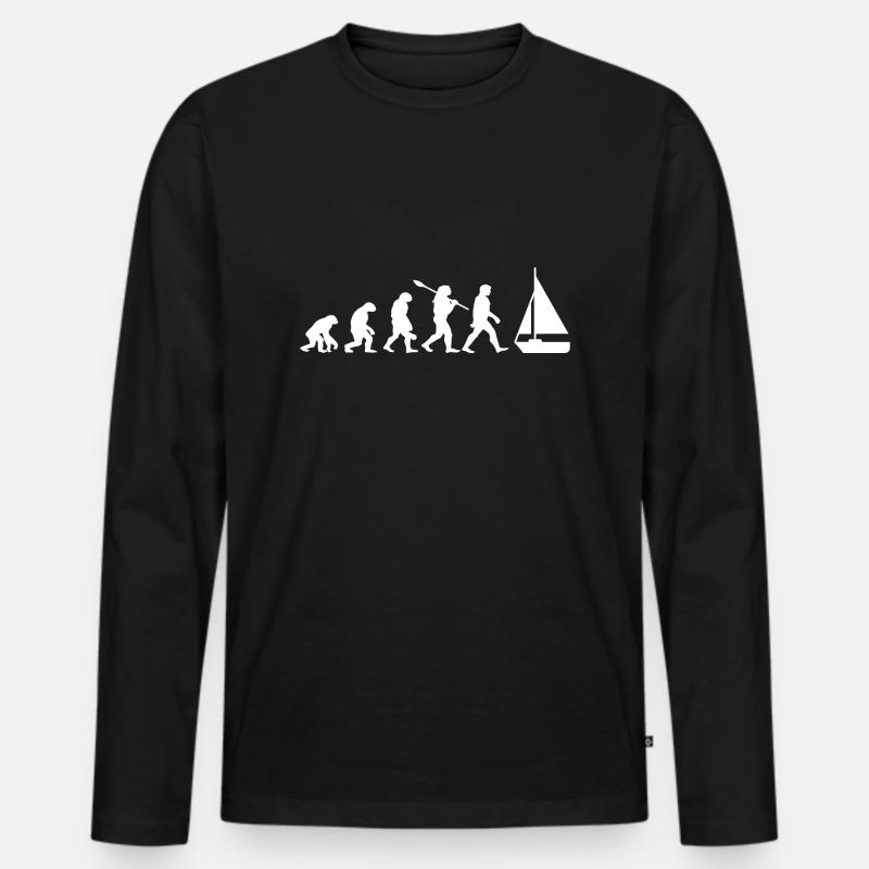 Evolution Segelboot Boot - Männer Premium Bio Langarmshirt - Schwarz