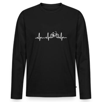 Fahrrad Herzschlag Ekg Rennrad - Männer Premium Bio Langarmshirt - Schwarz - Vorne - Nico (187cm)