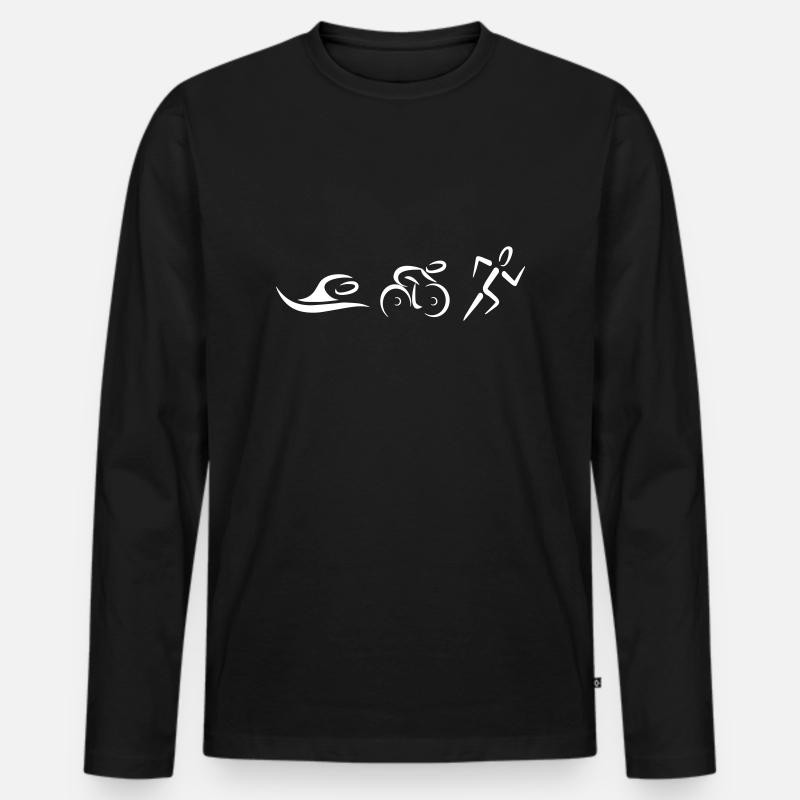 Triathlon - Männer Premium Bio Langarmshirt - Schwarz