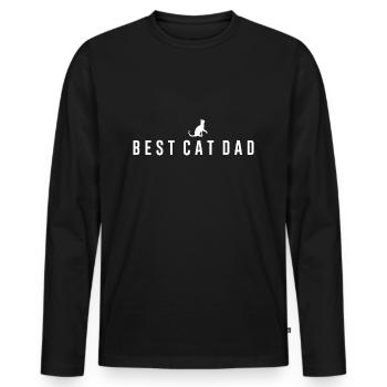 Best Cat Dad Saying Cat Gift - Men's Premium Organic Long Sleeve Shirt - black - Front - Nico (187cm)