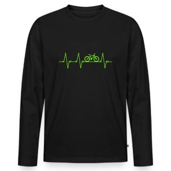 Fahrrad Herzschlag Ekg Bike - Männer Premium Bio Langarmshirt - Schwarz - Vorne - Nico (187cm)