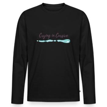 Weinen im kursiven Hemd – Soft Girl Sad Ästhetik - Männer Premium Bio Langarmshirt - Schwarz - Vorne - Nico (187cm)