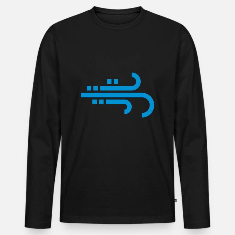windig, Wind, Symbol, Icon - Männer Premium Bio Langarmshirt - Schwarz